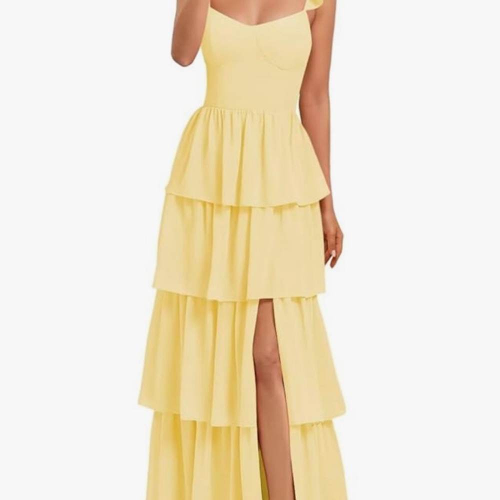 Elegant Yellow Tiered Maxi Dress